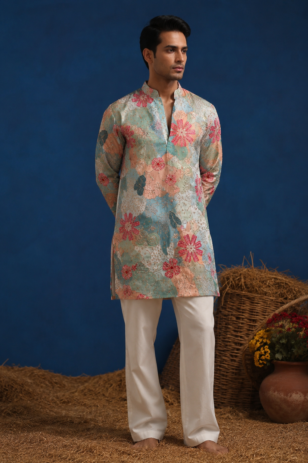 ETHVYA-Meher Mint Heritage Kurta Set