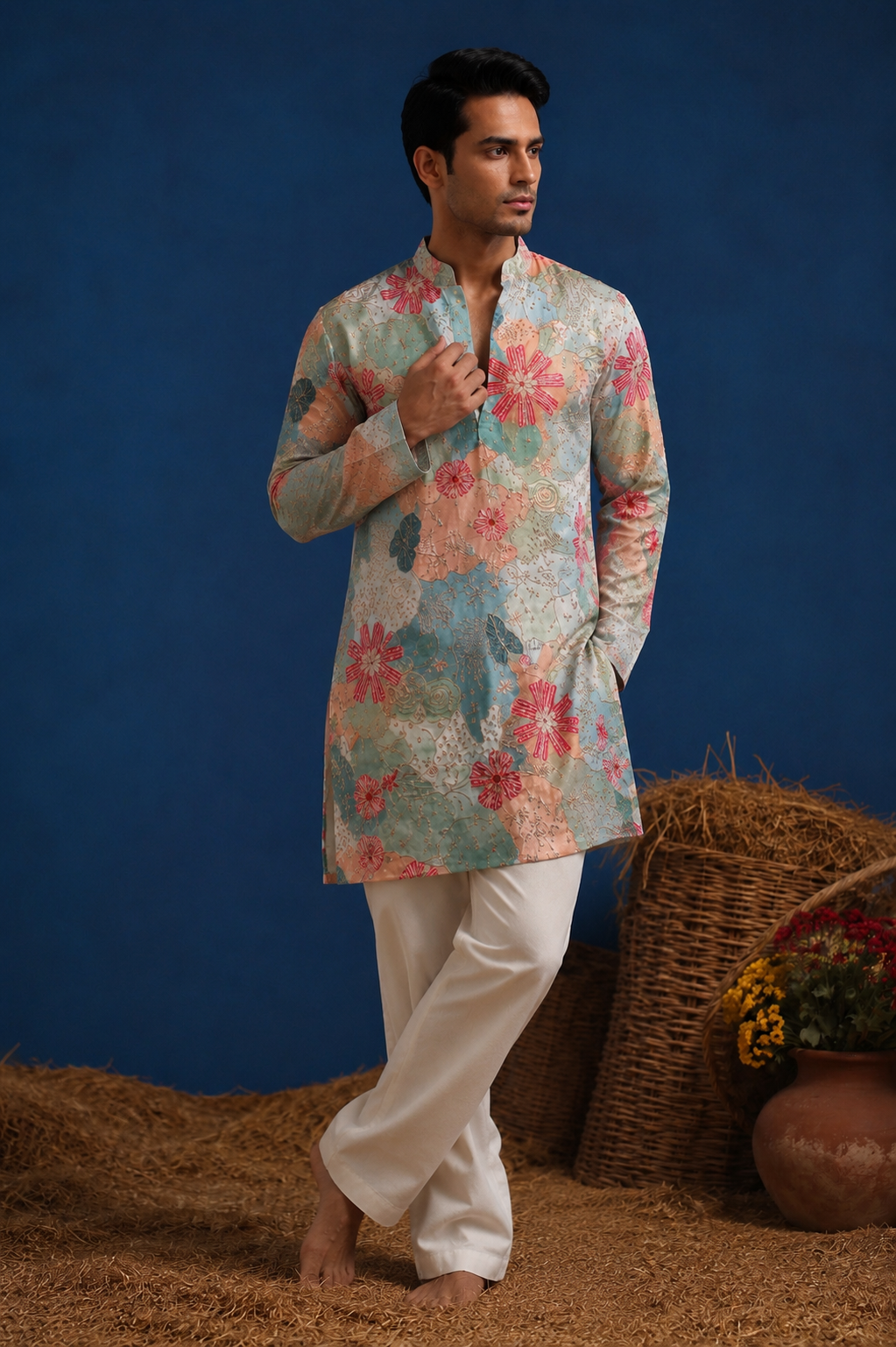 ETHVYA-Meher Mint Heritage Kurta Set