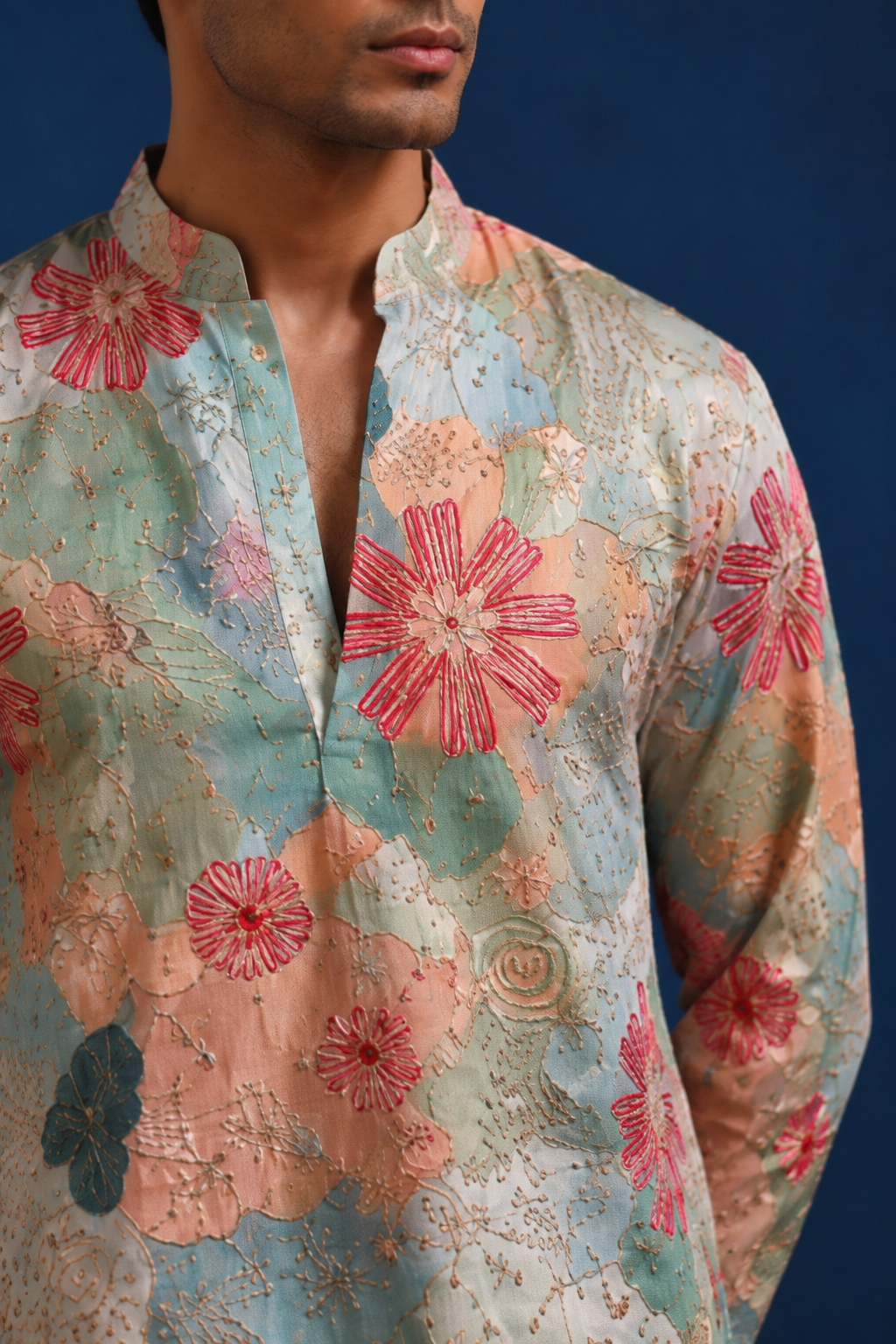 ETHVYA-Meher Mint Heritage Kurta Set