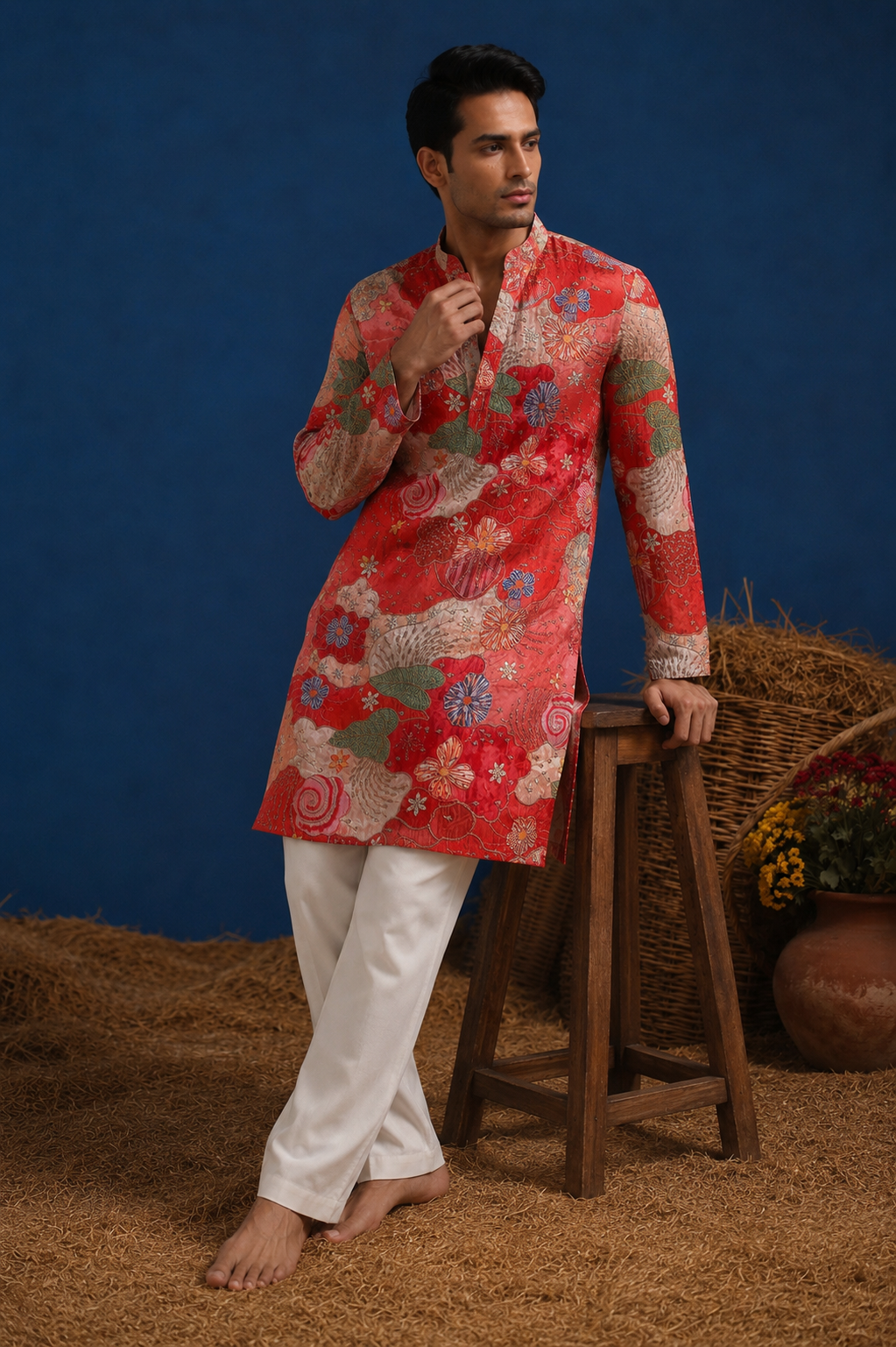 Mehfil Red Designer Kurta Set