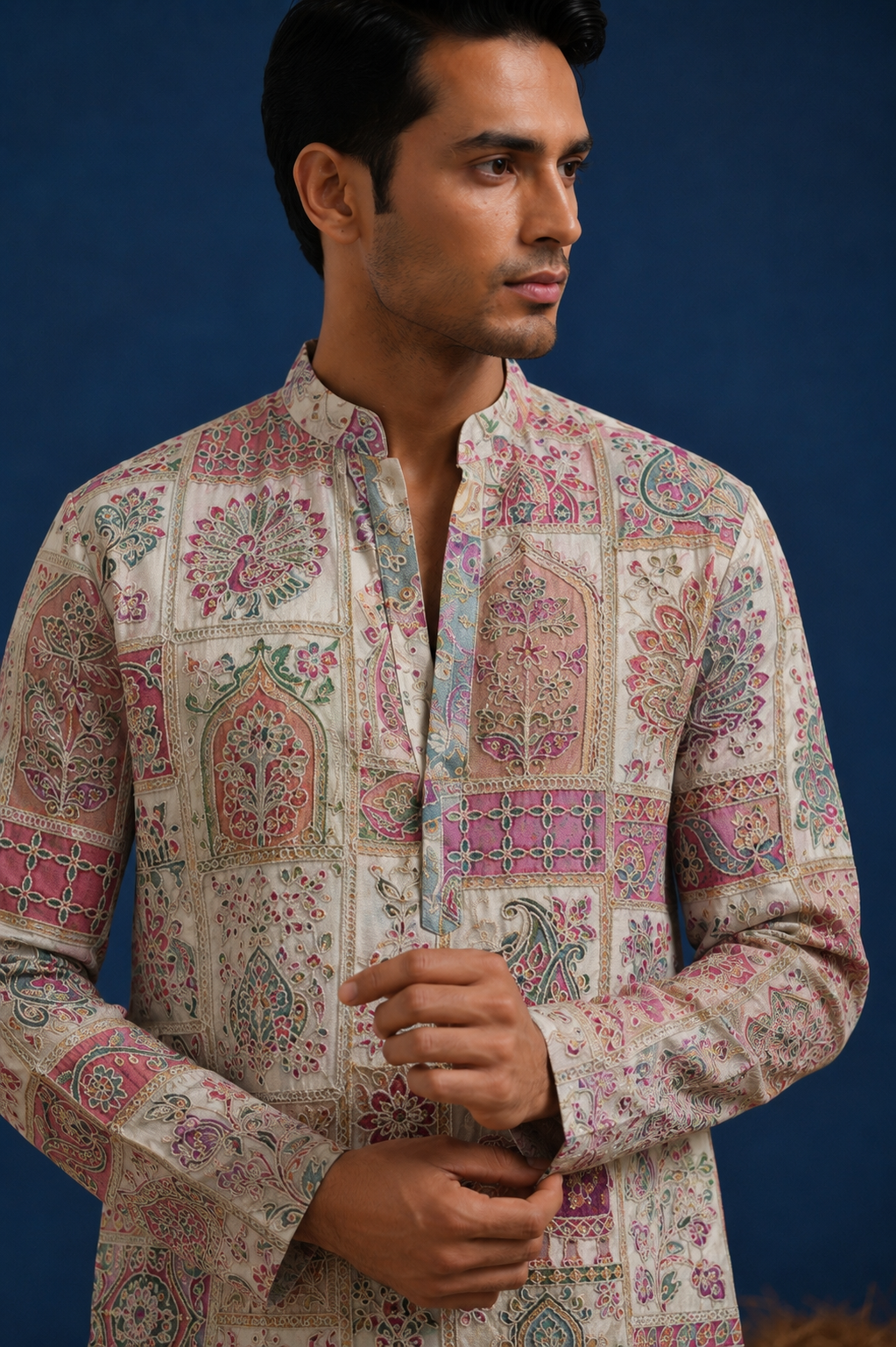 Mehrab Ivory Printed Short Kurta Set