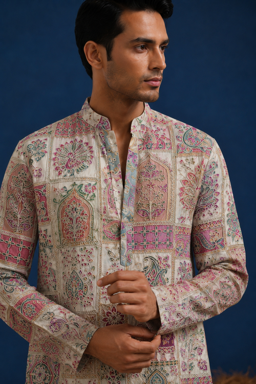 Mehrab Ivory Printed Short Kurta Set