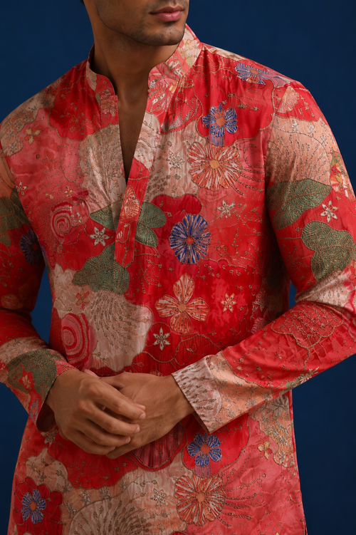 Mehfil Red Designer Kurta Set