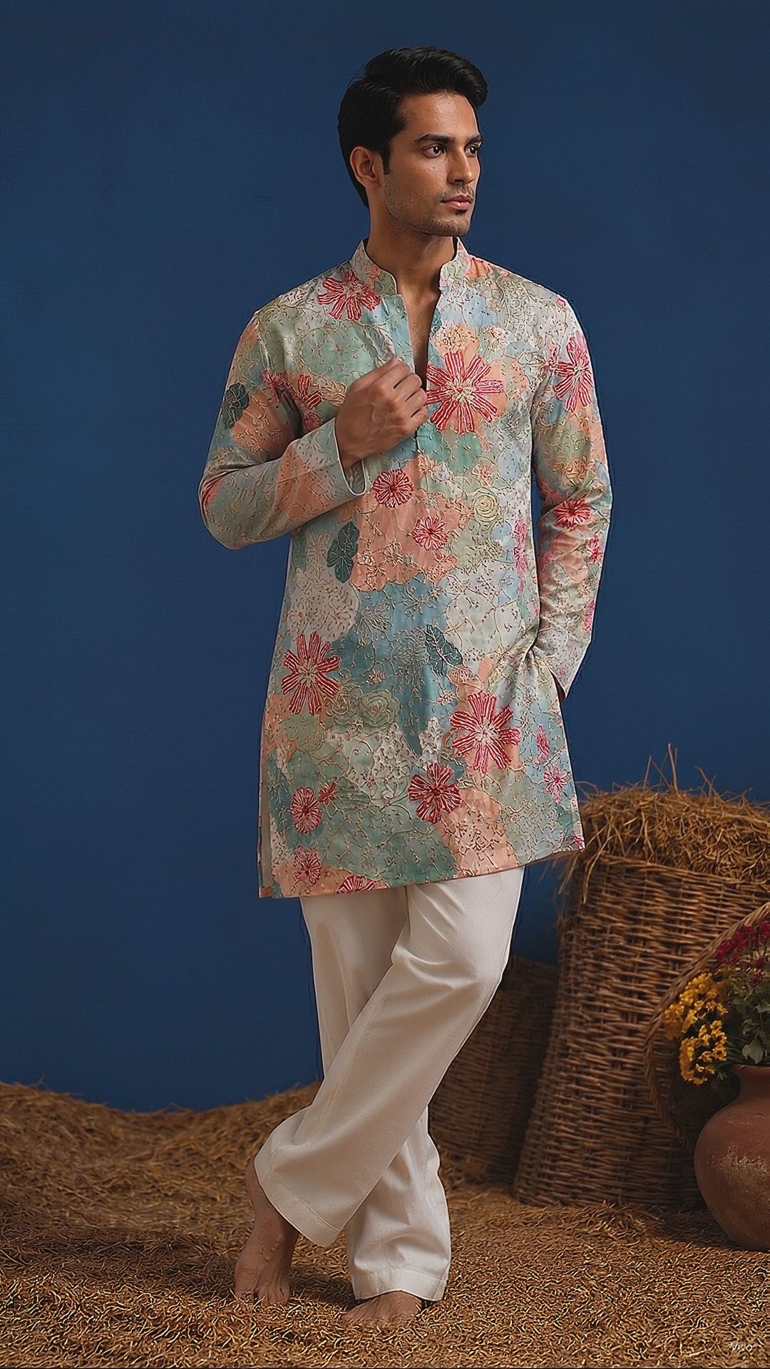 ETHVYA-Meher Mint Heritage Kurta Set
